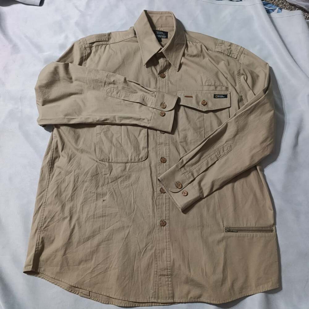 National Geographic Long Sleeve Utility Shirt Khaki
